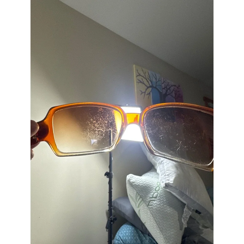 Suede Sunglasses Women OS id#2147-58B Amber 70s Retro Square Gradient Brown
